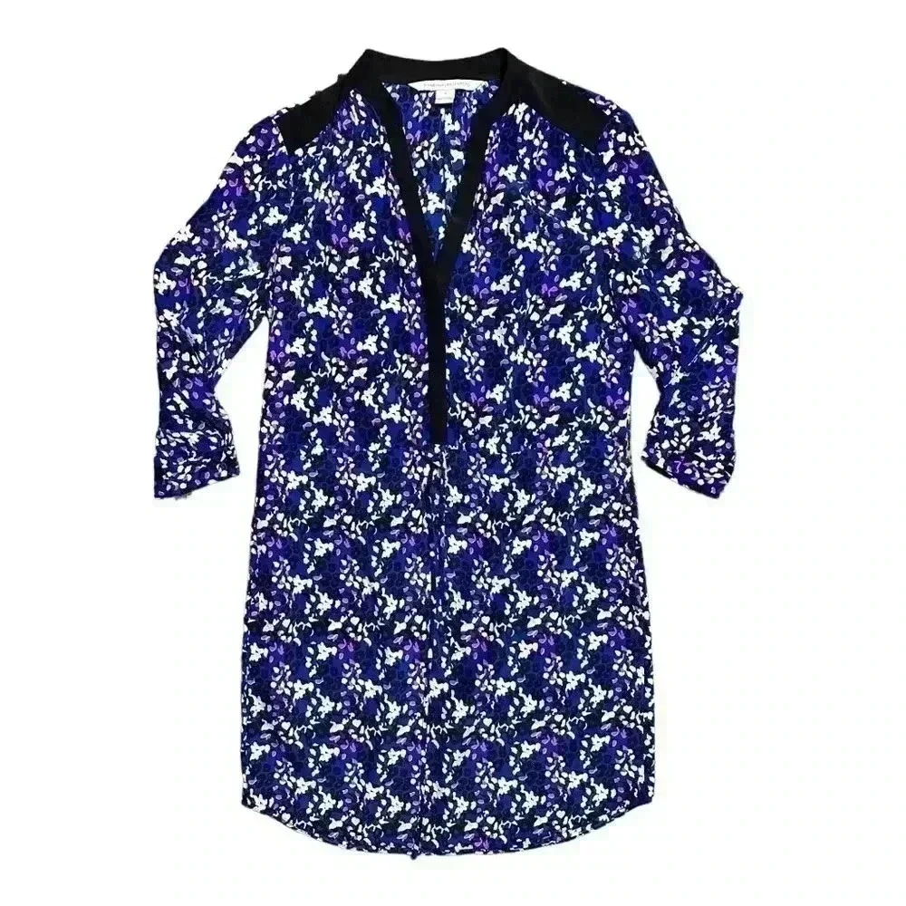 dvf blue floral dress DVF Diane Von Furstenberg twist-front Floral Mini Dress | Blue